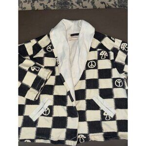 Urban outfitters, women's oversized, jacket, peace sign & mushrooms‎ size XS